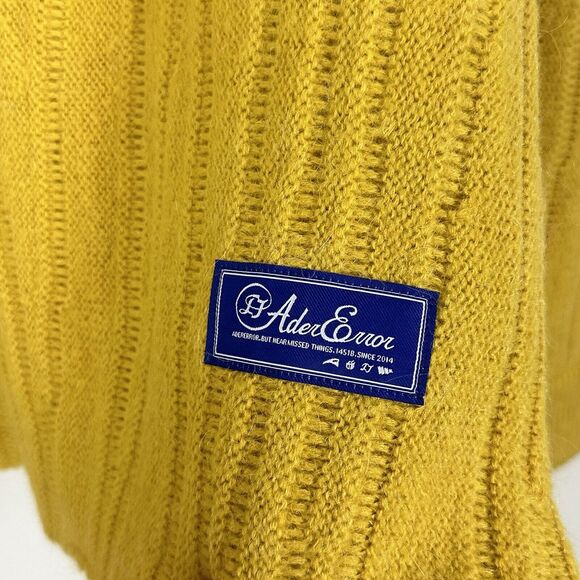 Ader Error Unisex Alpaca Heavy Knit Sweater Jumper Sz A2 2022 Fall Winter Yellow - Picture 11 of 15